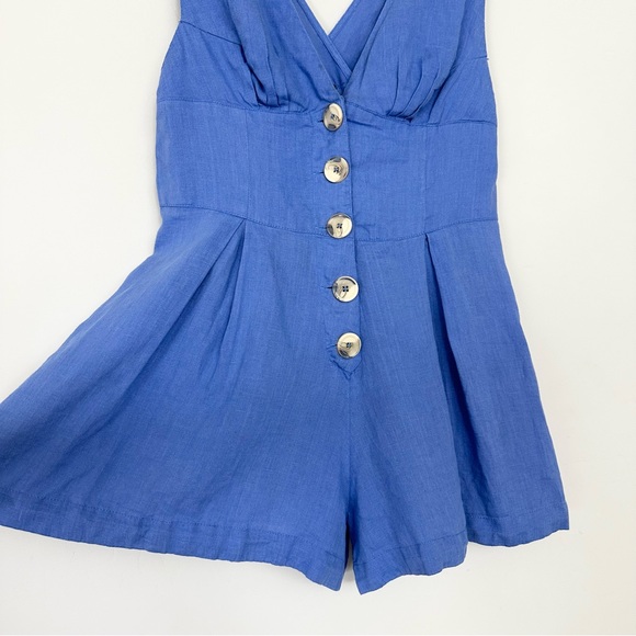Free People Soleil Romper Blue Linen - Picture 5 of 12